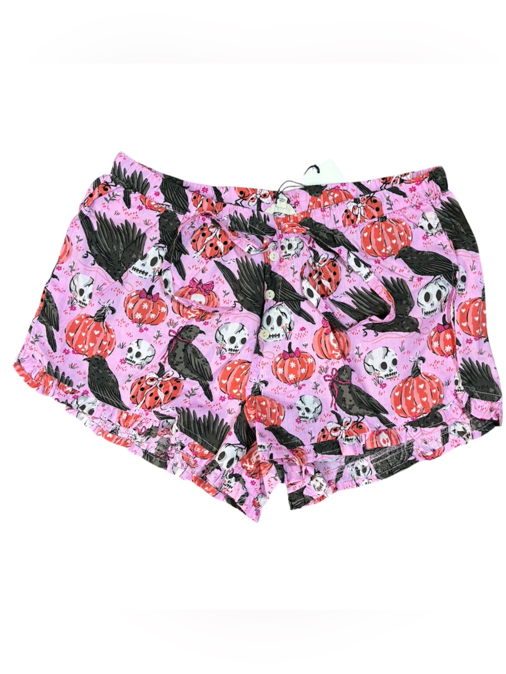 PRINTFRESH Ruffle Short Small Sleepy Hollow Nevermore Pink Halloween